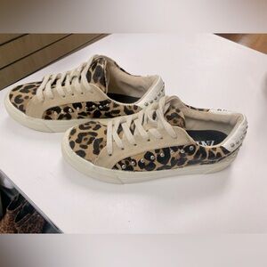 Zara leopard print size 7 casual shoe. Studded in silver.